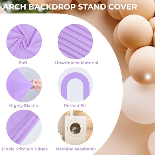 7.2FT Spandex Open Arch Backdrop Cover for Party Wedding, Purple in 7.2' x 7.2' in Purple, alternate view 5