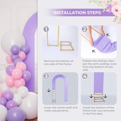 7.2FT Spandex Open Arch Backdrop Cover for Party Wedding, Purple in 7.2' x 7.2' in Purple, alternate view 6