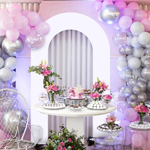 7.2FT Spandex Open Arch Backdrop Cover for Party Wedding, White in 7.2FT in White, alternate view 4