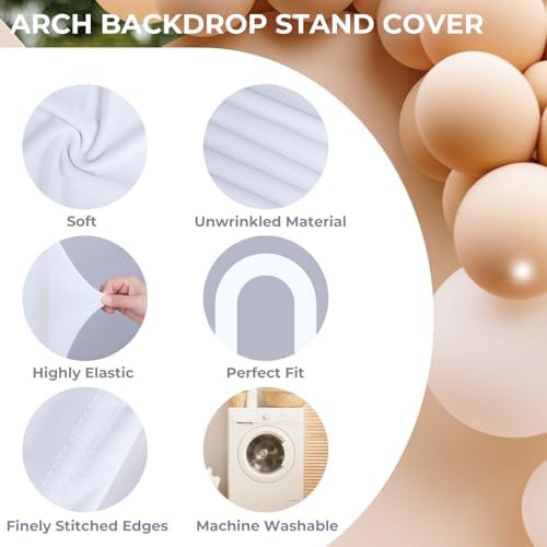 7.2FT Spandex Open Arch Backdrop Cover for Party Wedding, White in 7.2FT in White, alternate view 5
