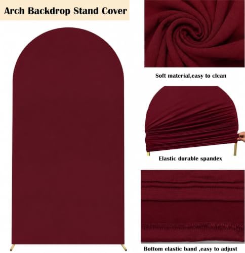 7.2FT Spandex Wedding Arch Cover(Burgundy) in 7.2FT in Burgundy, alternate view 4