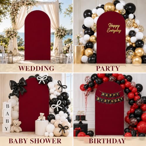 7.2FT Spandex Wedding Arch Cover(Burgundy) in 7.2FT in Burgundy, alternate view 6