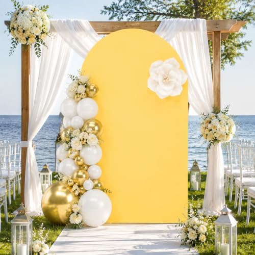 7.2FT Spandex Wedding Arch Cover (Yellow) in 7.2FT in Yellow, alternate view 2