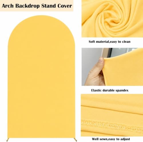 7.2FT Spandex Wedding Arch Cover (Yellow) in 7.2FT in Yellow, alternate view 4