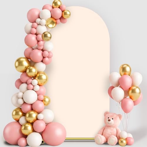 7.2FT Wedding Arch Backdrop Cover, Beige Spandex Arch Stand Cover