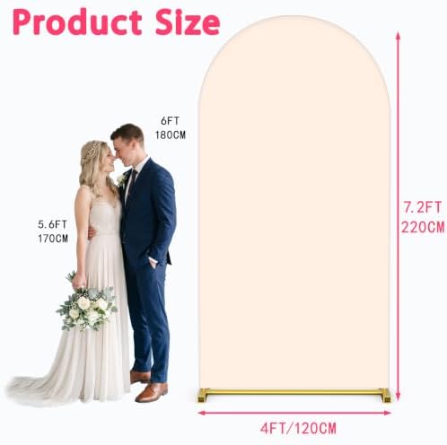 7.2FT Wedding Arch Backdrop Cover, Beige Spandex Arch Stand Cover, alternate view 2