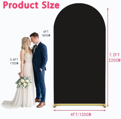 7.2FT Wedding Arch Backdrop Cover, Black Spandex Arch Stand Cover, alternate view 3