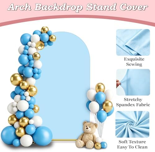 7.2FT Wedding Arch Backdrop Cover, Blue Spandex Arch Stand Cover, alternate view 4