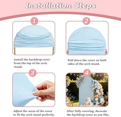 7.2FT Wedding Arch Backdrop Cover, Blue Spandex Arch Stand Cover, alternate view 5
