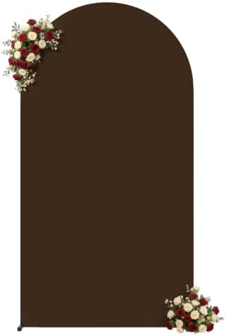 7.2FT Wedding Arch Backdrop Cover, Brown Arch Covers Stretchy Backdrop, Double-Sided Arch Backdrop Stand Cover