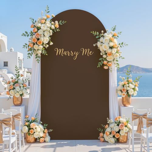 7.2FT Wedding Arch Backdrop Cover, Brown Arch Covers Stretchy Backdrop, Double-Sided Arch Backdrop Stand Cover, alternate