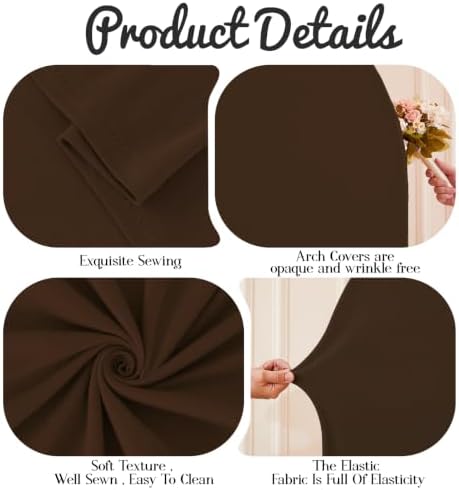 7.2FT Wedding Arch Backdrop Cover, Brown Arch Covers Stretchy Backdrop, Double-Sided Arch Backdrop Stand Cover, alternate