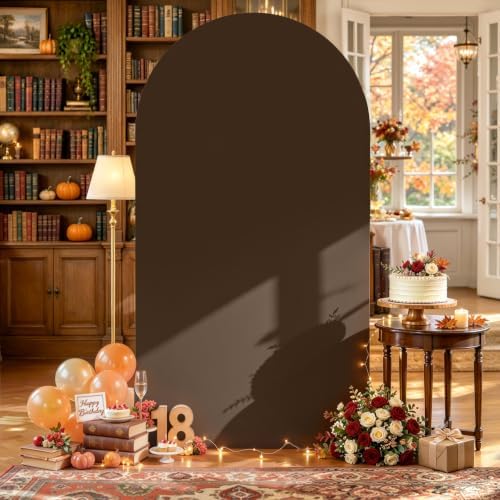 7.2FT Wedding Arch Backdrop Cover, Brown Arch Covers Stretchy Backdrop, Double-Sided Arch Backdrop Stand Cover, alternate