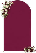 7.2FT Wedding Arch Backdrop Cover, Burgundy Arch Covers Stretchy Backdrop, Double-Sided Arch Backdrop Stand