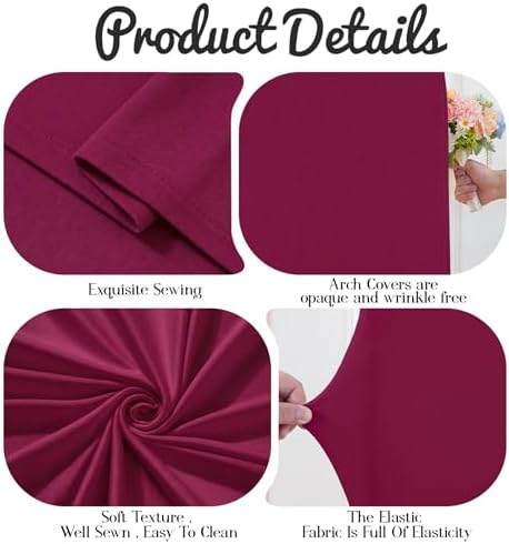 7.2FT Wedding Arch Backdrop Cover, Burgundy Arch Covers Stretchy Backdrop, Double-Sided Arch Backdrop Stand, alternate view 5