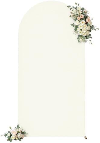 7.2FT Wedding Arch Backdrop Cover, Ivory Arch Covers Stretchy Backdrop, Double-Sided Arch Backdrop Stand Cover