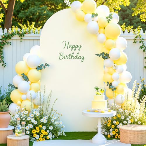 7.2FT Wedding Arch Backdrop Cover, Ivory Arch Covers Stretchy Backdrop, Double-Sided Arch Backdrop Stand Cover, alternate