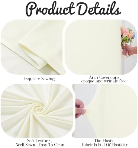7.2FT Wedding Arch Backdrop Cover, Ivory Arch Covers Stretchy Backdrop, Double-Sided Arch Backdrop Stand Cover, alternate