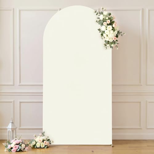 7.2FT Wedding Arch Backdrop Cover, Ivory Arch Covers Stretchy Backdrop, Double-Sided Arch Backdrop Stand Cover, alternate