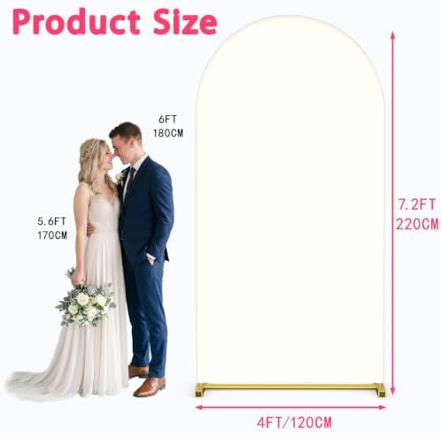 7.2FT Wedding Arch Backdrop Cover, Ivory Spandex Arch Stand Cover, alternate view 2