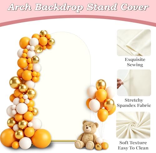 7.2FT Wedding Arch Backdrop Cover, Ivory Spandex Arch Stand Cover, alternate view 3