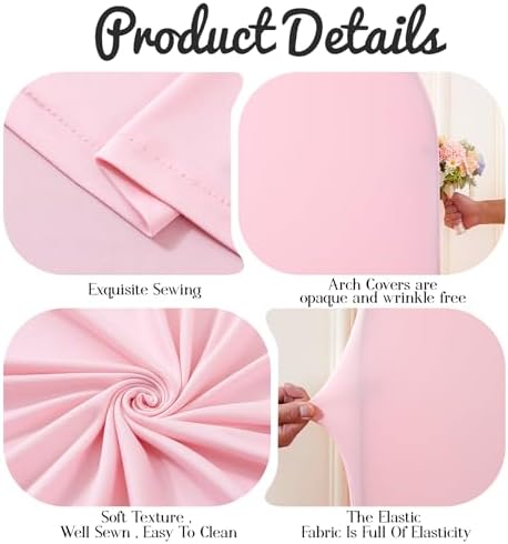 7.2FT Wedding Arch Backdrop Cover, Pink Arch Covers Stretchy Backdrop, Double-Sided Arch Backdrop Stand Cover, alternate view