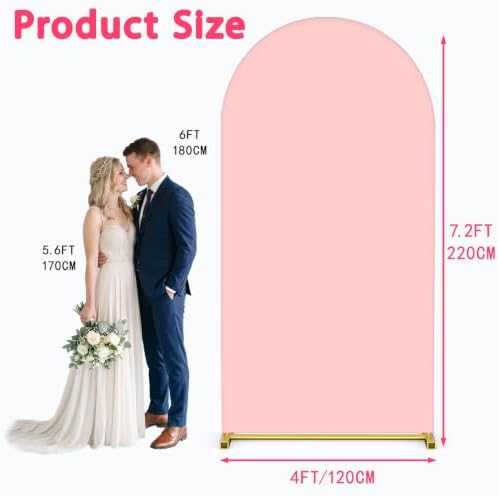 7.2FT Wedding Arch Backdrop Cover, Pink Spandex Arch Stand Cover, alternate view 2