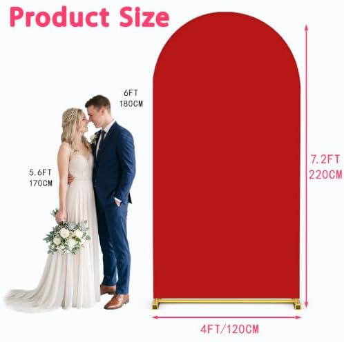 7.2FT Wedding Arch Backdrop Cover, Red Spandex Arch Stand Cover, alternate view 3
