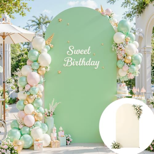 7.2FT Wedding Arch Backdrop Cover, Stretchy Arch Covers Round Top Chiara Backdrop Cover for Boho Wedding