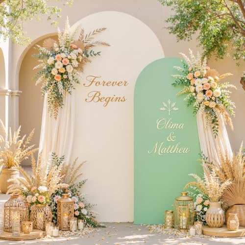 7.2FT Wedding Arch Backdrop Cover, Stretchy Arch Covers Round Top Chiara Backdrop Cover for Boho Wedding, alternate view 2