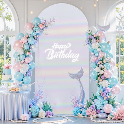 7.2FT Wedding Arch Backdrop Cover, Stretchy Arch Covers Round Top Chiara Backdrop Cover for Wedding Birthday, alternate view