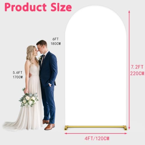 7.2FT Wedding Arch Backdrop Cover, White Spandex Arch Stand Cover, alternate view 2