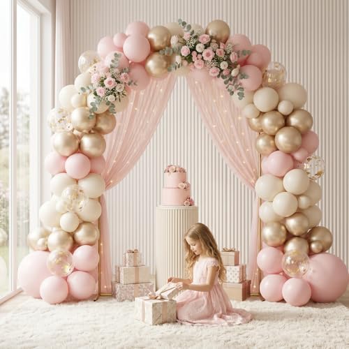 7.2FT Wedding Arch Backdrop Stand, Gold Metal Ballon Background Arch Stand, alternate view 6
