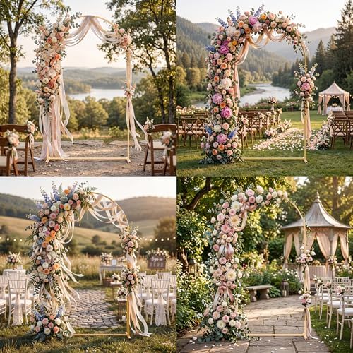 7.2FT Wedding Arch Backdrop Stand, Heavy Duty Metal Arch Frame for Balloons, Flowers & Fabric, Event Decoration, alternate