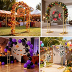 7.2FT Wedding Arch Backdrop Stand Metal Frame Gold Pergola Arbor with Base, alternate view 2