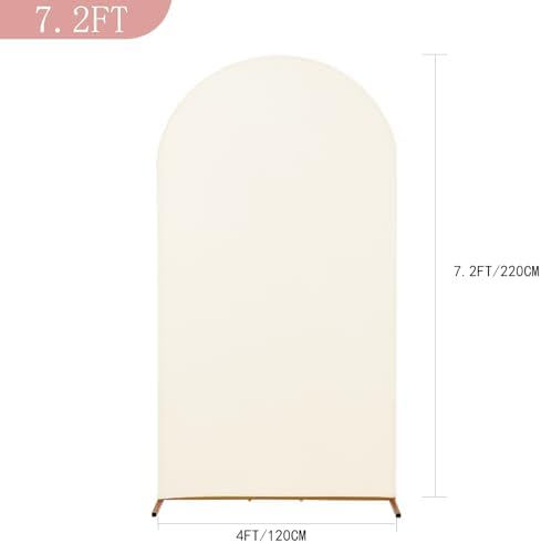 7.2FT Wedding Arch Cover, Beige Arch Backdrop Cover Stretchy Spandex Backdrop Stand Covers for Birthday Party, alternate view