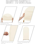 7.2FT Wedding Arch Cover, Beige Arch Backdrop Cover Stretchy Spandex Backdrop Stand Covers for Birthday Party, alternate view