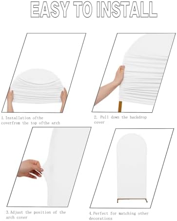 7.2FT Wedding Arch Cover, White Arch Backdrop Cover Stretchy Spandex Backdrop Stand Covers for Birthday Party, alternate view