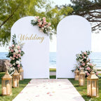 7.2FT White Arch Backdrop Cover - Polyester Fitted Wedding Arch Stand Covers Round Top Chiara Backdrop Arch, alternate view 3