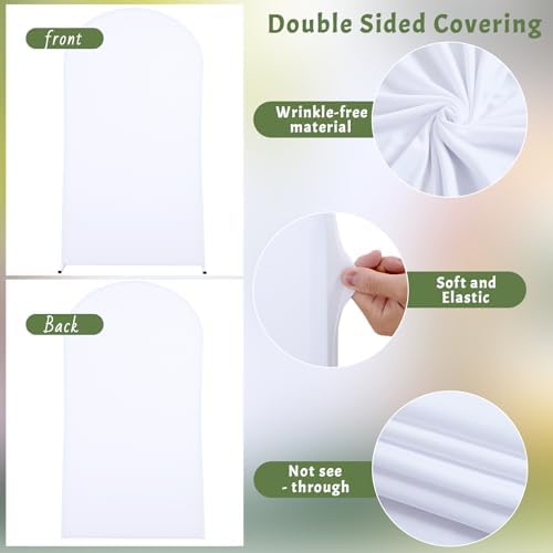 7.2FT White Arch Backdrop Cover - Polyester Fitted Wedding Arch Stand Covers Round Top Chiara Backdrop Arch, alternate view 4