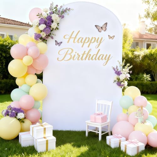 7.2FT White Arch Backdrop Cover - Polyester Fitted Wedding Arch Stand Covers Round Top Chiara Backdrop Arch, alternate view 6