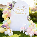 7.2FT White Arch Backdrop Cover - Polyester Fitted Wedding Arch Stand Covers Round Top Chiara Backdrop Arch, alternate view 6