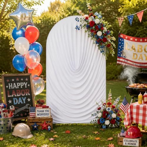 7.2FT White Arch Backdrop Cover Spandex Fitted Chiara Round Top Event Decor