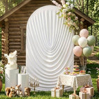 7.2FT White Arch Backdrop Cover Spandex Fitted Chiara Round Top Event Decor, alternate view 2