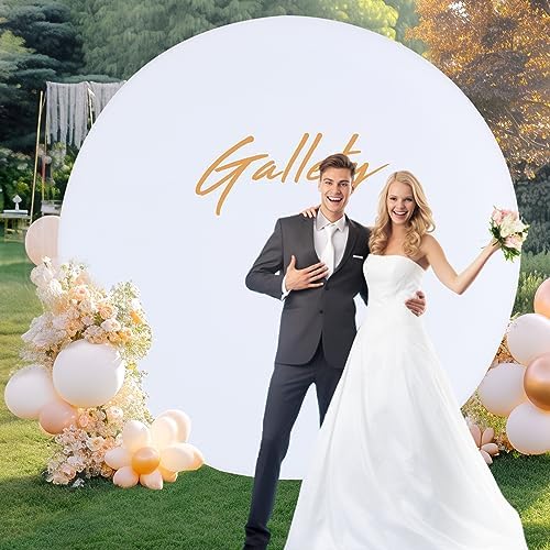 7.2FT White Round Backdrop Cover with Size Adjuster & 4 Metal Clips, Universal Fit for 5ft-7.2ft Circle Stand, alternate view