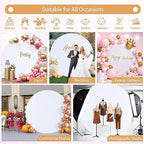 7.2FT White Round Backdrop Cover with Size Adjuster & 4 Metal Clips, Universal Fit for 5ft-7.2ft Circle Stand, alternate view