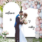 7.2FT White Wedding Arch Backdrop Cover, Stretchy Fabric in 7.2ft x 4ft in White, alternate view 4