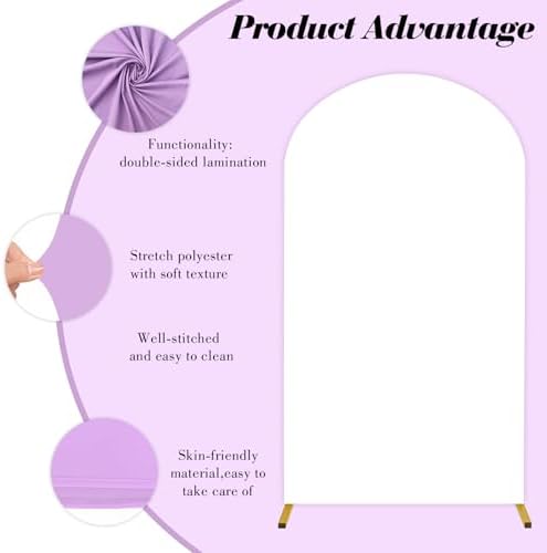 7.2FT White Wedding Arch Backdrop Cover, Stretchy Fabric in 7.2ft x 4ft in White, alternate view 6