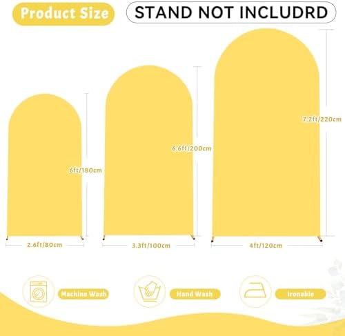 7.2FT Yellow Arch Backdrop Cover - Polyester Fitted Wedding Arch Stand Covers Round Top Chiara Arch Backdrop, alternate view
