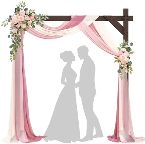 7.48FT Wooden Wedding Arch Frame, Wood Square Arch Backdrop Stand Wedding Arbor for Ceremony and Outdoor Lawn